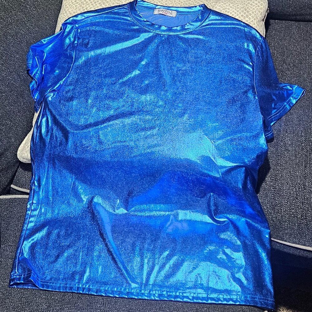 Blue Metallic Ladies Top Swank A Posh - Large